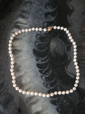 Classic White Pearl Necklace with Gold Clasp - Women Jewelry